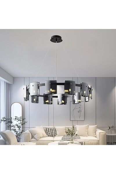 Sueva Bec Lustra LED Modern Polish Gold Black Glass G9 X 9