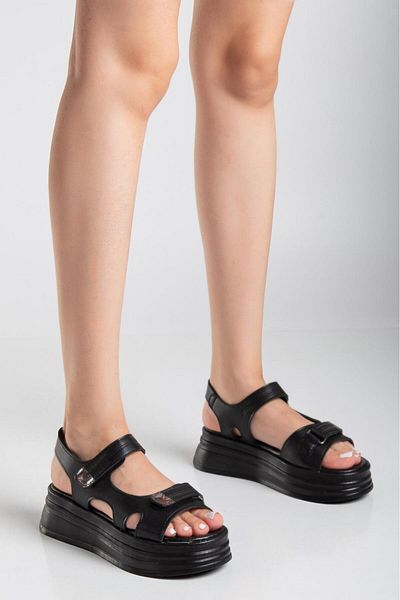 NESSİMO Black Skin Velcro Sandals N262410