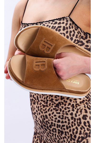 SOFT Women's Genuine Sigaro Suede Color Eva Sole Orthopedic Daily Slippers