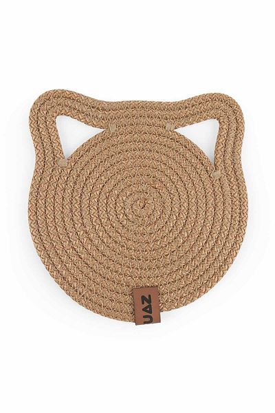 GOBYPET Small Size Round Jute Cat Dog Food Mat, Straw Pet Mat, Multi-Purpose Mat 17*17 cm