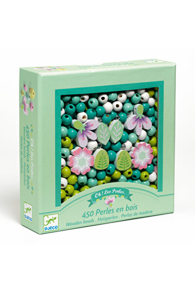 djeco Margele de insirat din lemn Frunze si flori, Djeco, super distractiv