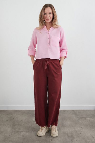 Fulla Moda Muslin Fabric Single Pocket Collar Buttoned Shirt