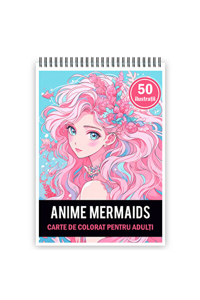Legendary Gifts Carte de colorat pentru adulți, 50 de ilustrații, sirene anime