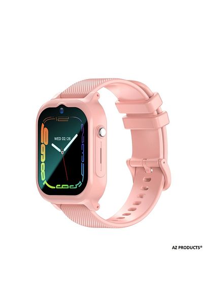 AZ PRODUCTS Smart Watch for Kids, 4G GPS, Video Calls, Camera, HD Touch, 2 Straps Included, Pink