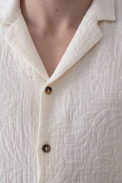 MARRAKECH Men's Patterned Linen Short Sleeve Shirt