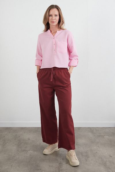 Fulla Moda Gabardine Trousers with Tassels and Elastic Waist
