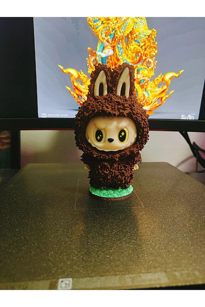 genomera Labubu Toy Figure with Curly Hair 13.5 cm High (with Standing Stand)