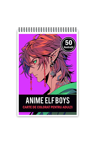 Legendary Gifts Carte de colorat pentru adulti, 50 de ilustratii, Anime Elf Boys