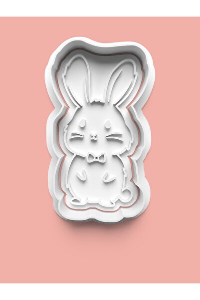 AKTASTORE قالب كوكيز على شكل أرنب مع ربطة عنق وقالب عجينة السكر 0296-1