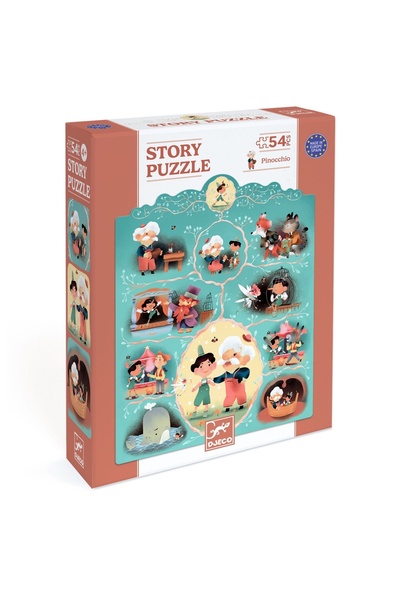 djeco Puzzle poveste Pinocchio, Djeco, super rezistent