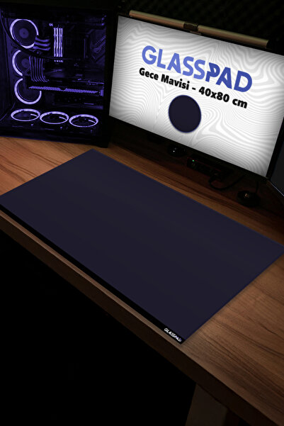 GlassPad Mouse Pad din sticlă - Albastru noapte - Sticlă temperată premium - ...