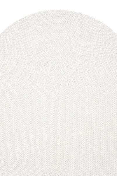 Cool Halı Glenn Beyaz Oval Mutfak Halısı Yolluk Bohem Paspas Jüt Hasır Görünümlü Dekoratif Leke Tutmayan Halı