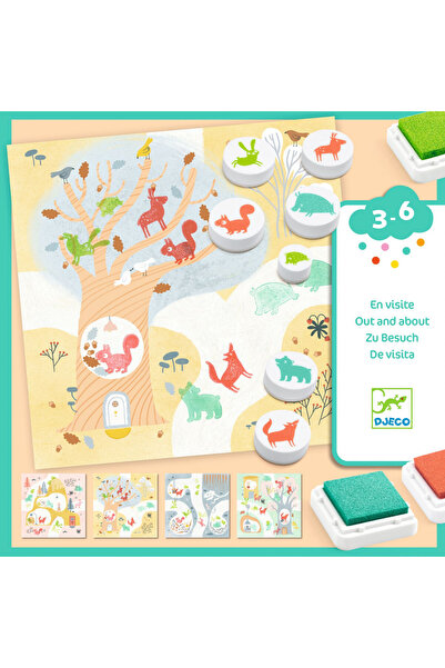 djeco Joc creativ cu stampile Animale din padure, Djeco, super rezistent