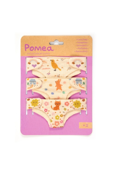 djeco Colectia Pomea Set 3 scutece pentru papusi bebelus, Djeco, editie pentr...