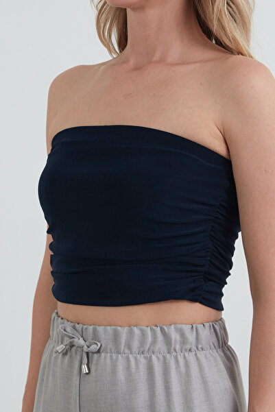 Fulla Moda Basic Strapless Bustier with Draped Sides