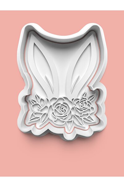 AKTASTORE قالب كوكيز على شكل أذن أرنب على شكل زهرة وقالب عجينة السكر