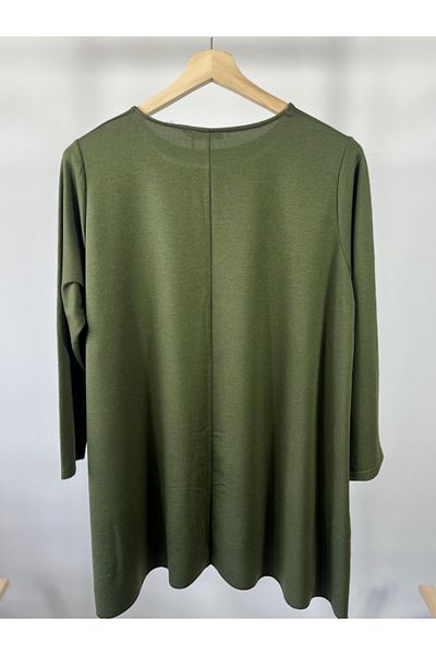 Damla Plus Size Leather Detailed Long Sleeve Blouse