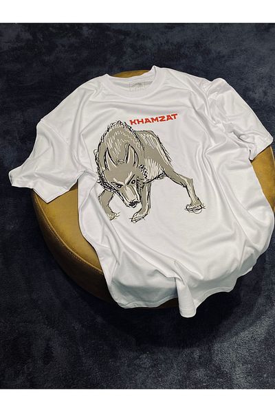 Spark Collection Λευκό μπλουζάκι UFC Khamzat Chimaev 100% βαμβακερό Relax Crew Neck
