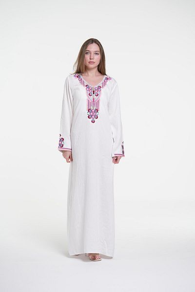 al bent al sharqieh Ladies Printed Jalabiya - Full-Sleeve crepe Dress with belt