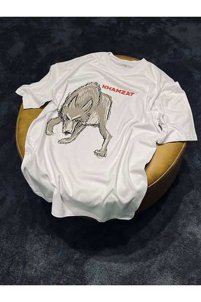 Spark Collection Λευκό μπλουζάκι UFC Khamzat Chimaev 100% βαμβακερό Relax Crew Neck