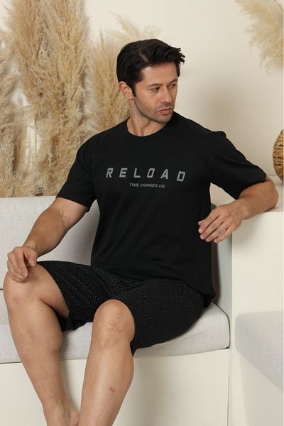 Farya Home Dreamy Cotton Pocket Patterned Short Sleeve Shorts Men's Pajama Set