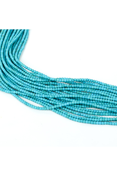 yfhobi 1 Dizi (120-130 Adet) - 3 mm Yuvarlak Turkuaz Boncuk Dizisi 1.Kalite