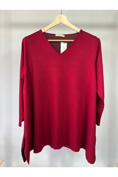 Damla Large Size Long Sleeve V-Neck Blouse