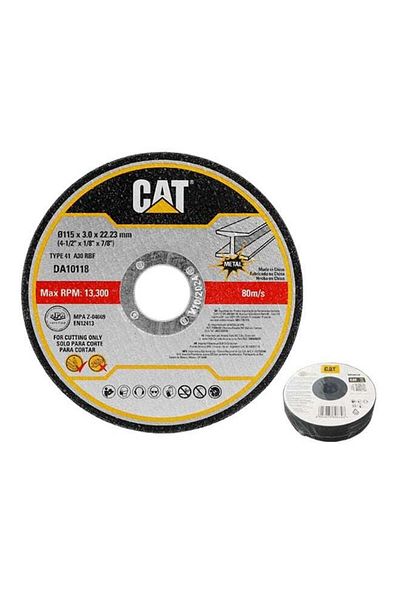 Caterpillar CAT DA10118 Abrasive Flat Metal & INOX Cutting Disc Ø115 4.5" x 3mm 10pcs