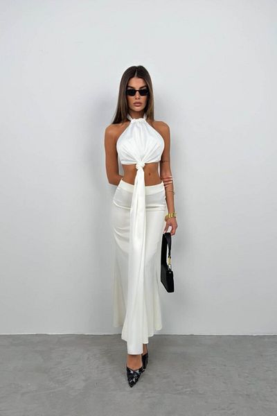 Maxi modena A-Line Satin Skirt