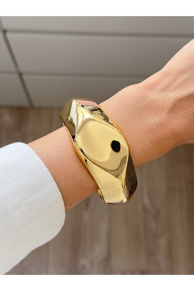 YOUES JEWELRY Steel Thick Handcuff Bracelet Women's Bracelet Unisex Gold Women's Handcuffs