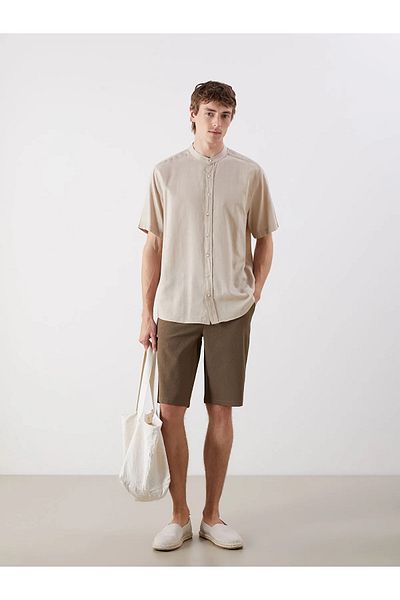 LC Waikiki Regular Fit Short Sleeve Linen Look Men's Shirt
