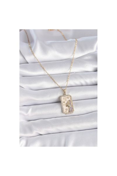 Skygo 316L Steel Gold Color Chain Virgo Zodiac Sign Zircon Stone Women's Necklace - Tj-Bko9461