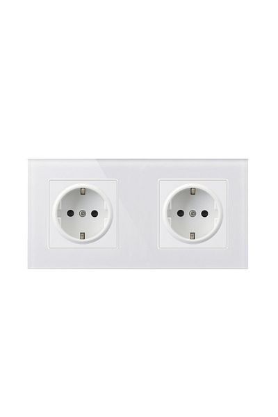 TECHSTAR ® Crystal TS2 Socket, Double, Tempered Glass, Frost White Color, 16A