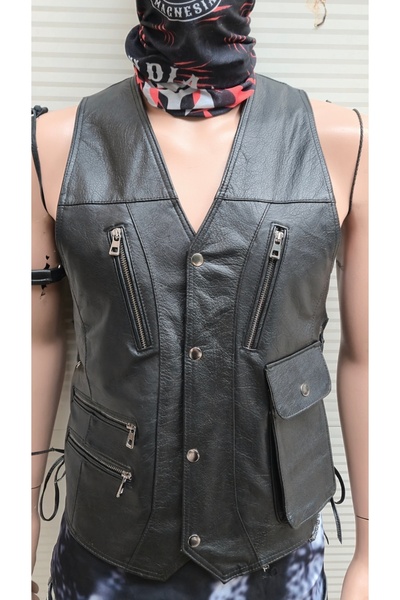 ArdaStilDeri Genuine Leather Biker Chopper Leather Vest