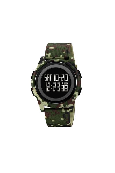 AZ PRODUCTS Ceas Copii 9+, LED, Cronometru, Alarmă, Rezistent la Apă, Curea Confort – Camo Verde