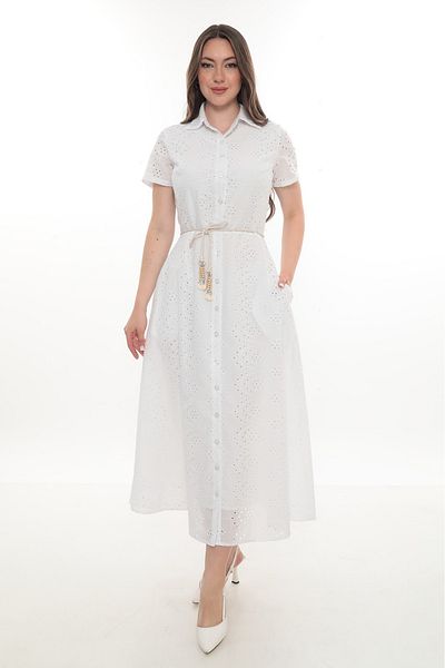 etselements Μακρύ φόρεμα Polo Neck Belted Voile με επένδυση