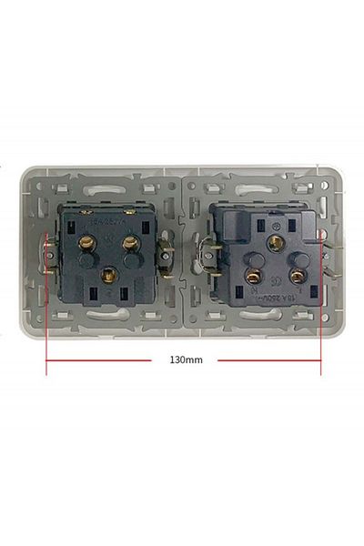 TECHSTAR ® Crystal TS2 Socket, Double, Tempered Glass, Onyx Black Color, 16A