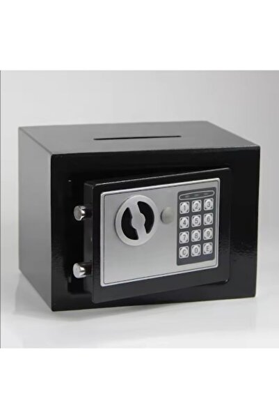 coshop Seif din otel cu cifru electronic si cheie, 23x17x17 cm, negru