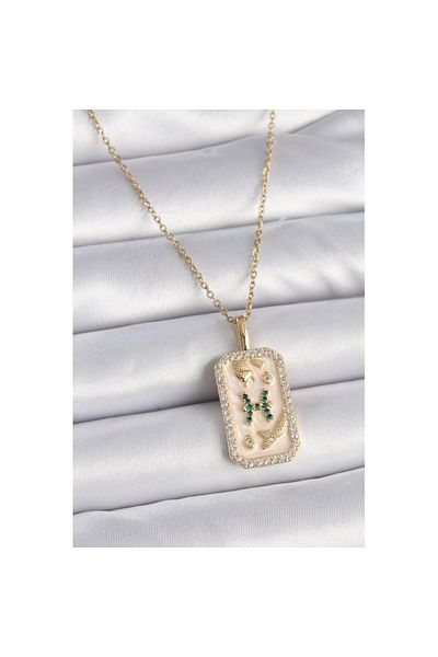 Skygo 316L Steel Gold Color Chain Pisces Zodiac Sign Zircon Stone Women's Necklace - Tj-Bko9463