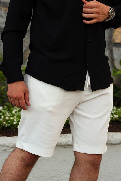 beuivo Men's Comfortable Fit Ottoman Fabric Ribbed Shorts