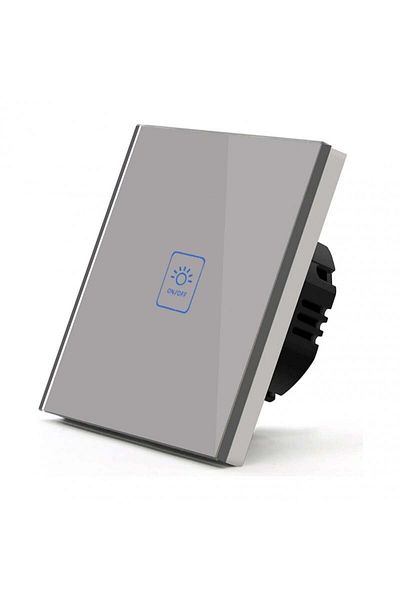 TECHSTAR ® Tg02 Touch Switch, Tempered Glass, Modern Design, Led Lighting, 1 Phase, Gray