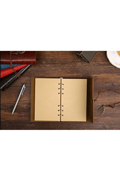 hediyesahibi Leather Cover Retro Leaf Patterned Memory Book Claret Red