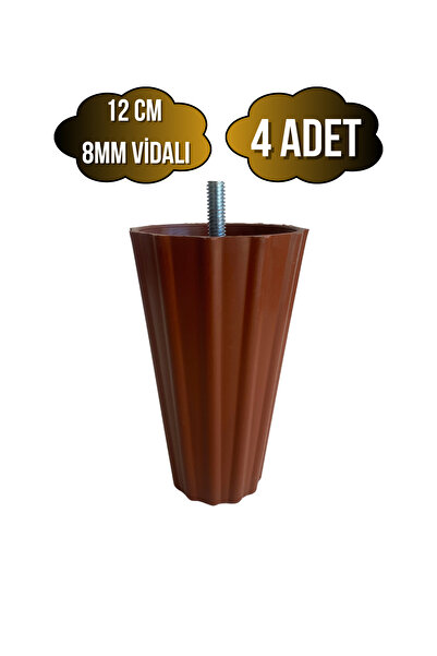 DSYapıAksesuar Picioare din plastic maro pere 12cm 8mm pentru mobilier, scaun...