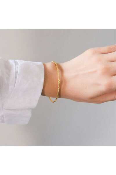 Butik Altın Renk Kaplama Başak Desenli Ajda Bilezik 22 Cm (1 ADET)
