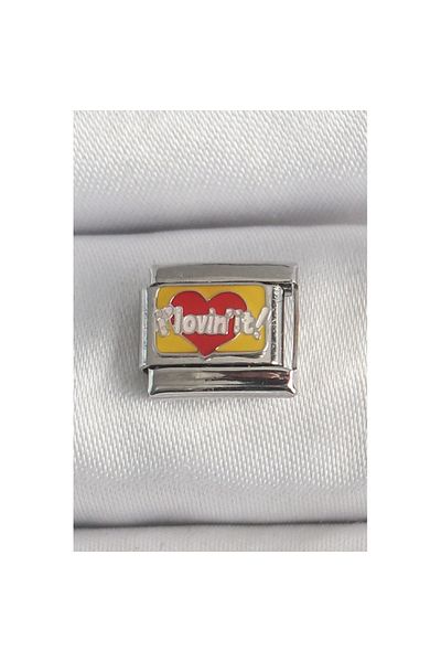 Skygo 316L Steel Silver Color Yellow Red Heart'I Love' Engraved Nomination Charm - Tj-Bc1391