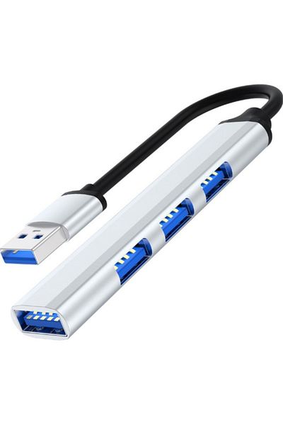 TECHSTAR USB HUB Techstar® Diviso, USB 3.0 to 4 x USB 3.0, Aluminum, Compact, Lightweight, Plug&Play, Silver