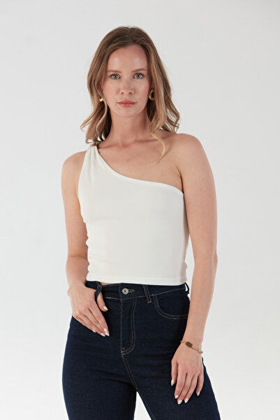 Fulla Moda Μπλούζα με κορδόνι με αγκράφα με έναν ώμο