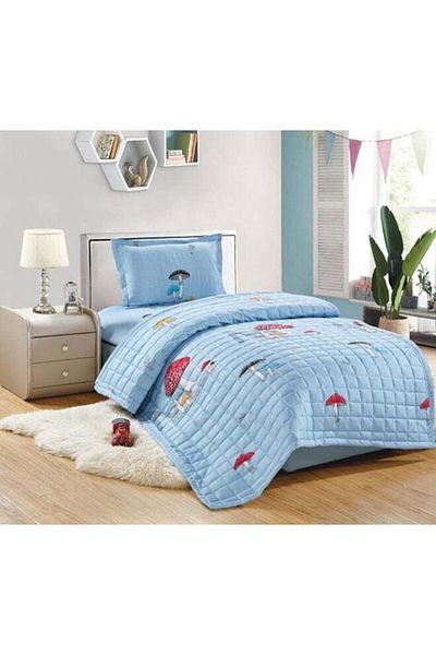 Moon Compressed Comforter Set Single Size 3 Pieces Microfiber Blue 150 x 200 cm