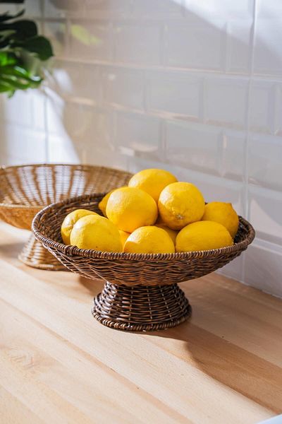 ACAR 7862 Nomad Footed Wicker Fruit Bowl 29 cm Brown
