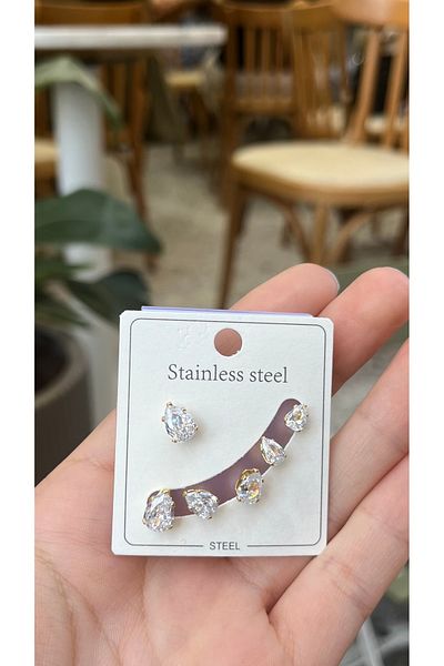 ZEYCE 6-Piece Gold Color Drop Patterned Tarnish-Free Earrings